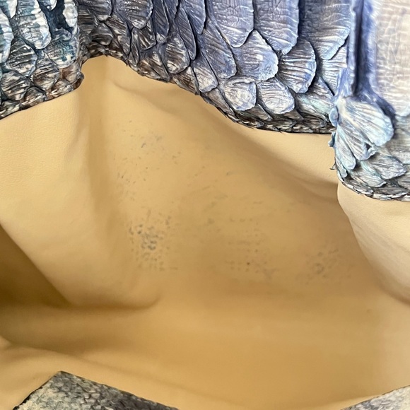 Large RETTA WOLFF Python Handbag Blues and Grays Snakeskin Bag Rare Made in USA - Picture 16 of 16